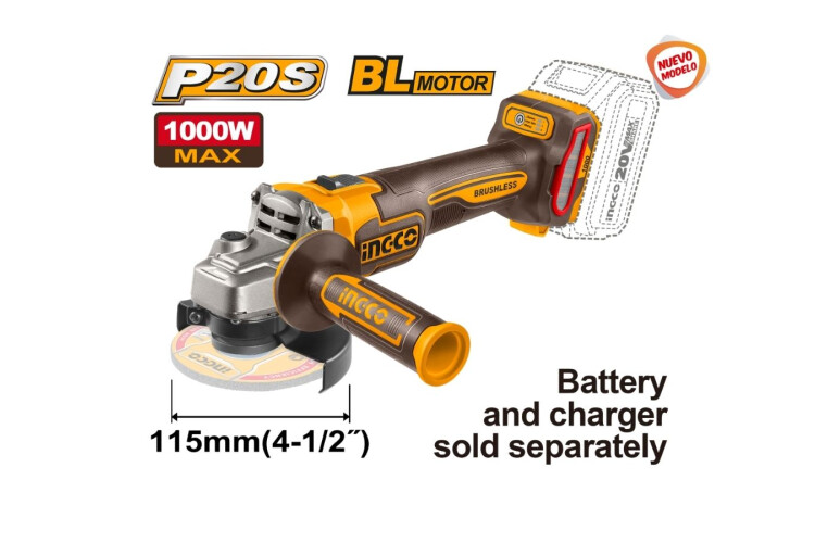 AMOLADORA ANGULAR A BATERIA 20V P20S BRUSHLESS MOTOR 4½ 115MM S/BAT, S/CARG AMOLADORA ANGULAR A BATERIA 20V P20S BRUSHLESS MOTOR 4½ 115MM S/BAT, S/CARG