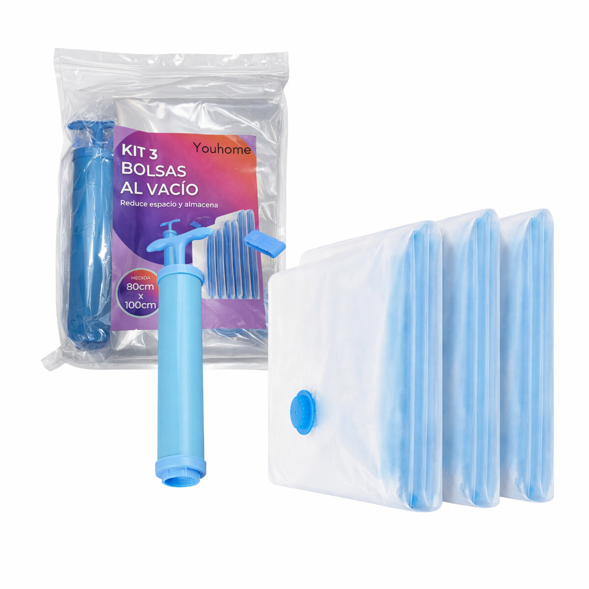 Kit 3 Bolsas Al Vacio 80x100cm Reducir Espacio Ropa Almacenar 