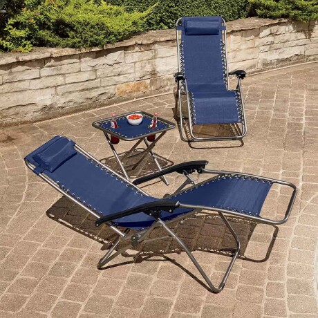 Juego De Jardin Silla Reposera Plegable X2 + Mesa Patio Hog001037