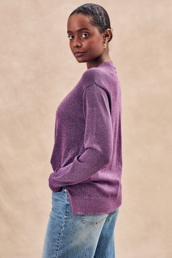 Sweater Texturado Lurex Violeta