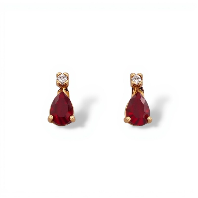 Caravanas Vintage Rubí y Zirconia - Oro bajo - Rubí y Zirconia- CA8282 conpiedra