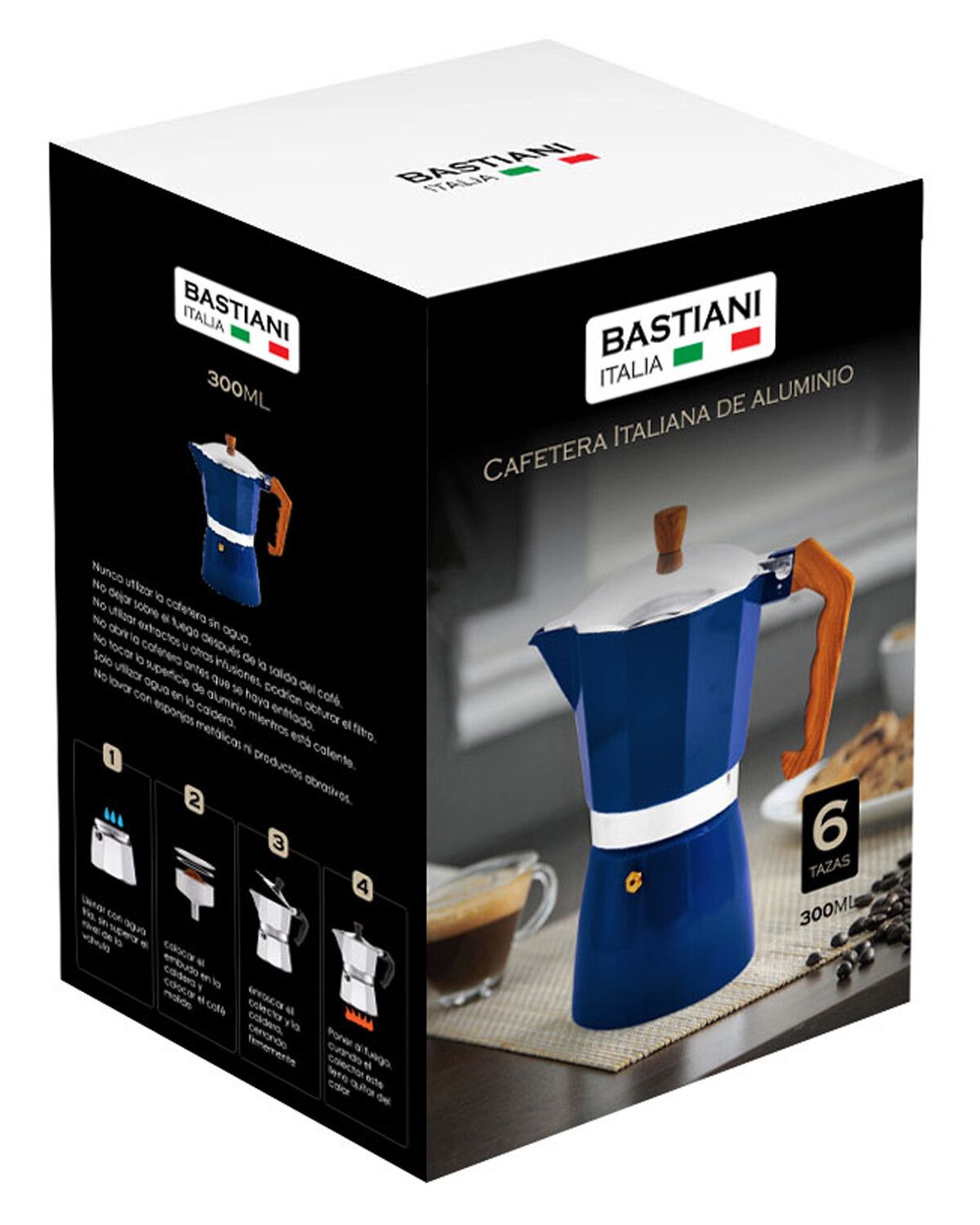 Cafetera italiana eléctrica, 6 tazas de café de 300 ML, cafetera