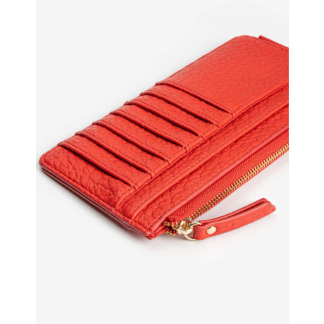 Billetera Fichero Rectangular Con Cierre Rojo labial