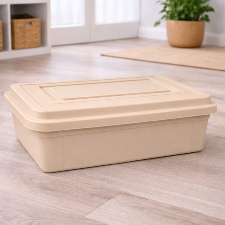 CAJA ORGANIZADORA APILABLE 36 LITROS COLOR BEIGE