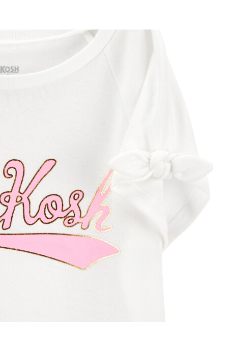 Remera de algodón, con lazos y logo Sin color
