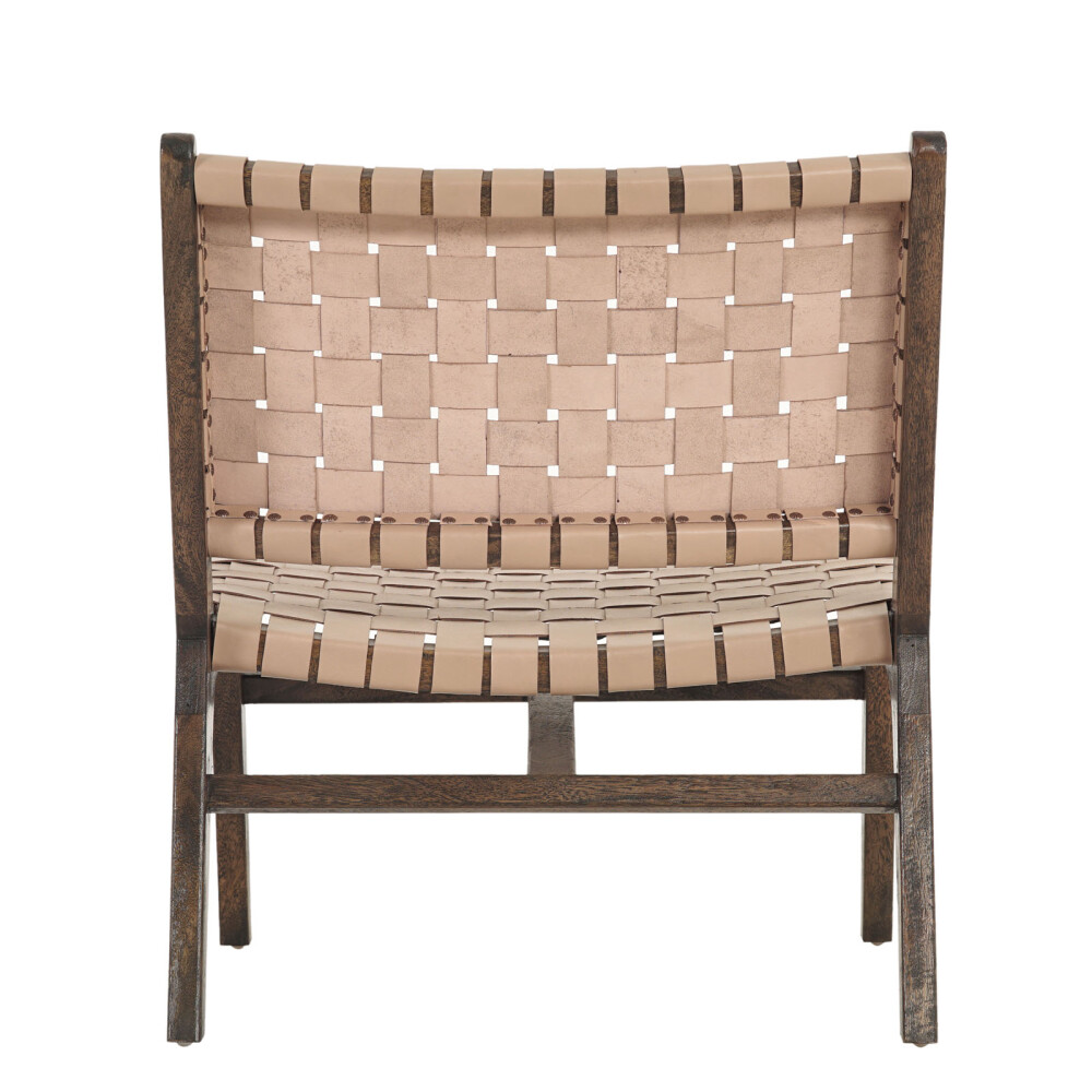BUTACA CUERO-Y-MADERA MARRON KAIA TAUPE