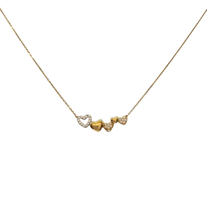 Conjunto Corazón-Oro bajo-Piedra Zirconia-CJ8032 Conpiedra