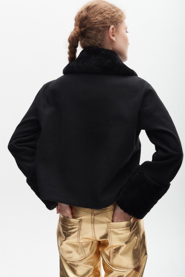 Campera New Jersey Base Negra / Corderito Negro