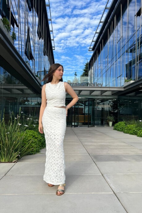 Falda super midi Zenda Beige