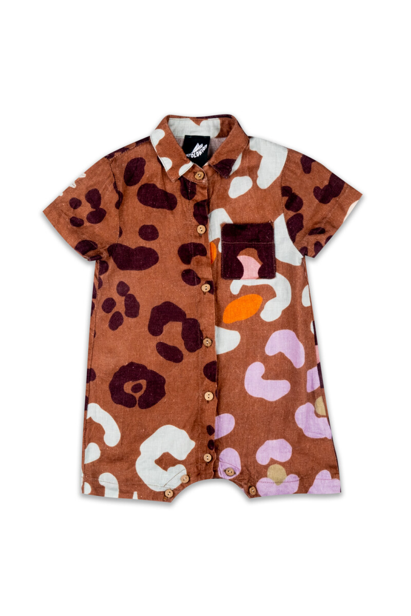 BABY LINEN SHIRTSUIT Spotted Caramel
