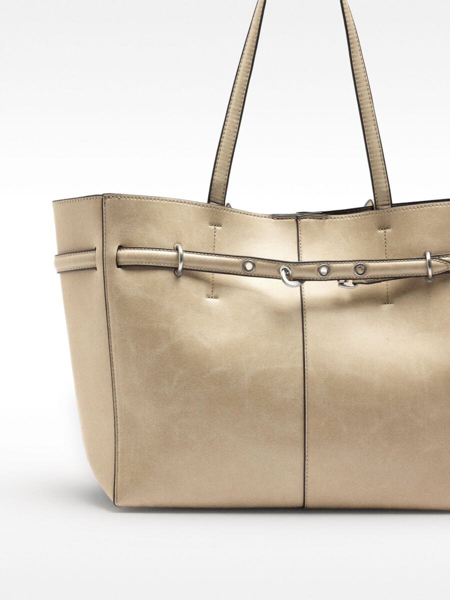 Bolso Shopper Efecto Craquelado crudo