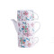 Juego De Té Mosaico Flores Rosa