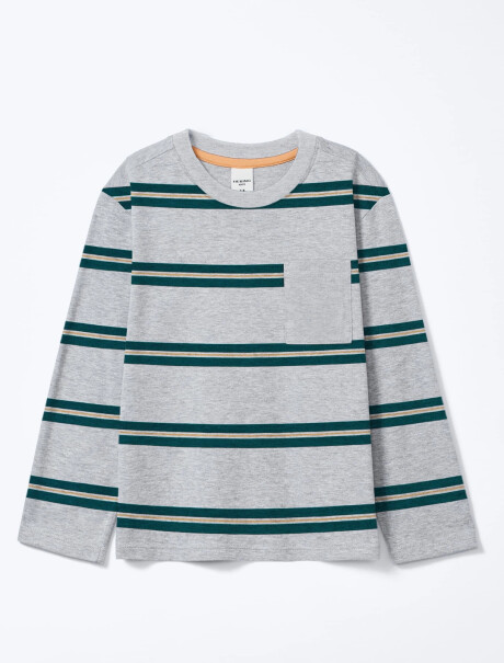 CAMISETA INFANTIL A RAYAS GRIS