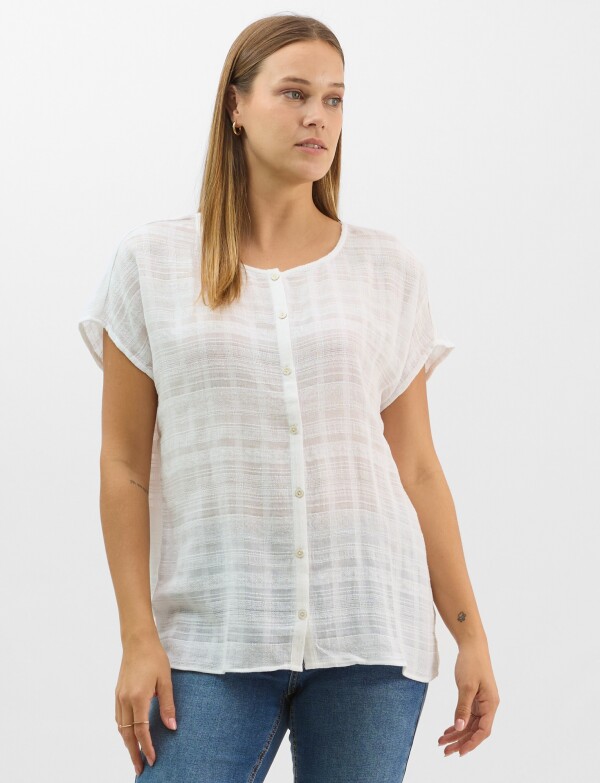 Blusa Fluida De Algodón Texturizado BLANCO