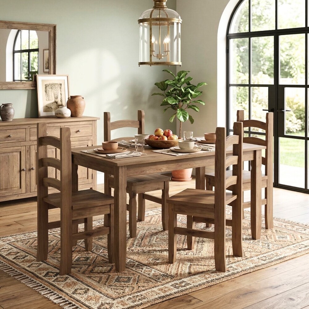 Juego De Comedor 4 Sillas - Corona - Madera Oscuro