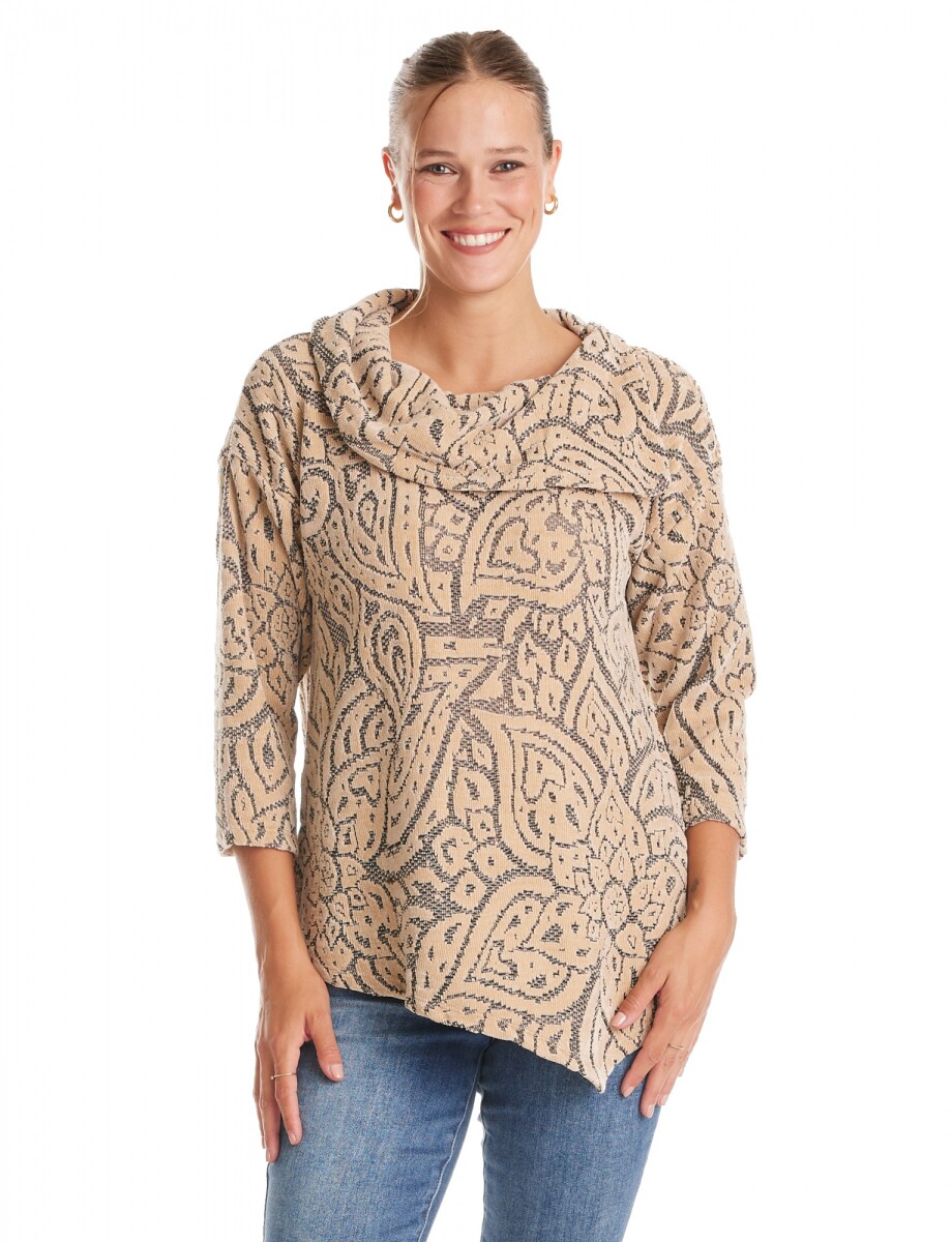 Buzo Labrado Flores - Beige/multi 