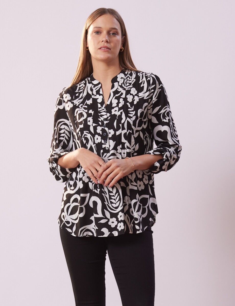 Blusa Print - Negro/blanco 