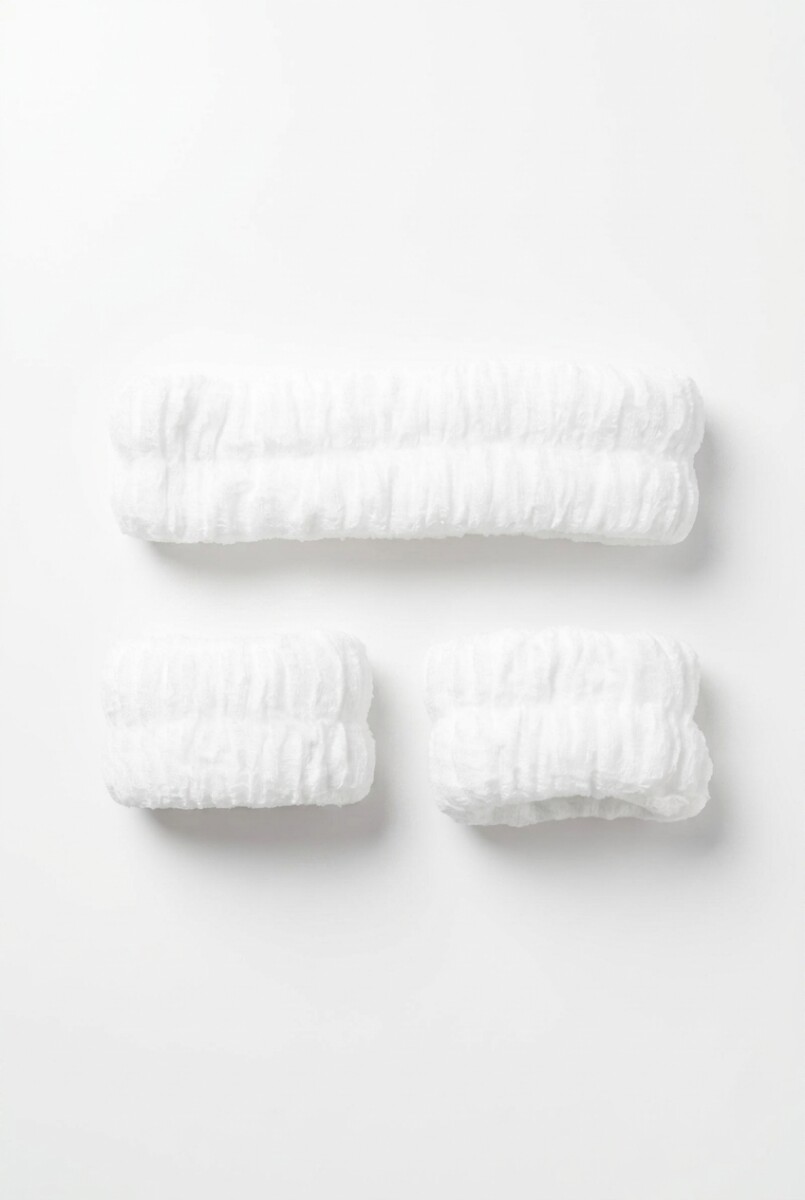 Set de vincha suave y elastica y muñequeras - blanco 
