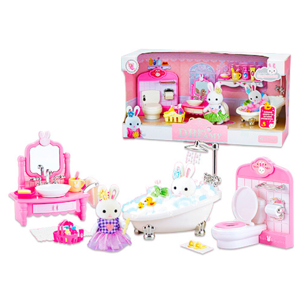 Juego Infantil Playset Bay Dreamy Baño y Figura Conejita 