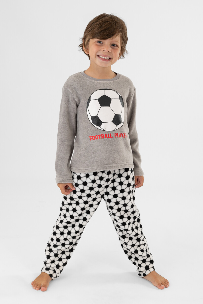 Pijama infantil coral fleece player Gris melange