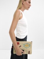Bolso De Mano De Efecto Rafia Con Estampado Étnico natural