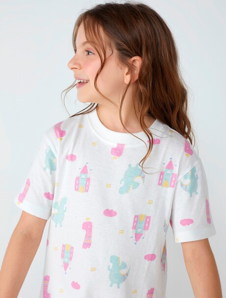 CAMISÓN DE NIÑA ESTAMPADO BLANCO