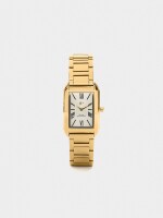 Reloj Rectangular Pulsera De Acero Inoxidable dorado