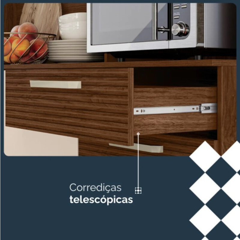 Cocina Compacta FERRARA 6 Puertas 2 Cajones Color Nogal Blanco Roto con Láminas Cocina Compacta FERRARA 6 Puertas 2 Cajones Color Nogal Blanco Roto con Láminas