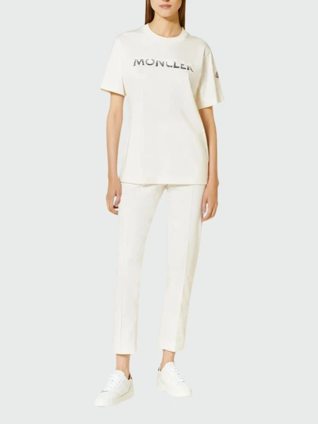 Moncler -Remera de algodón con logo, MONCLER Blanco