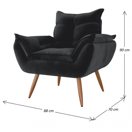 Sillón Butaca Poltrona Turín 1 Cuerpo con Patas de Eucalipto Negro