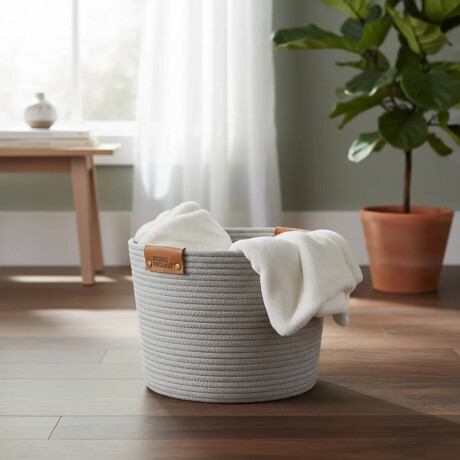 Cesto Canasto de Algodón con Asa Paramount Deco Ø38x30Cm Gris