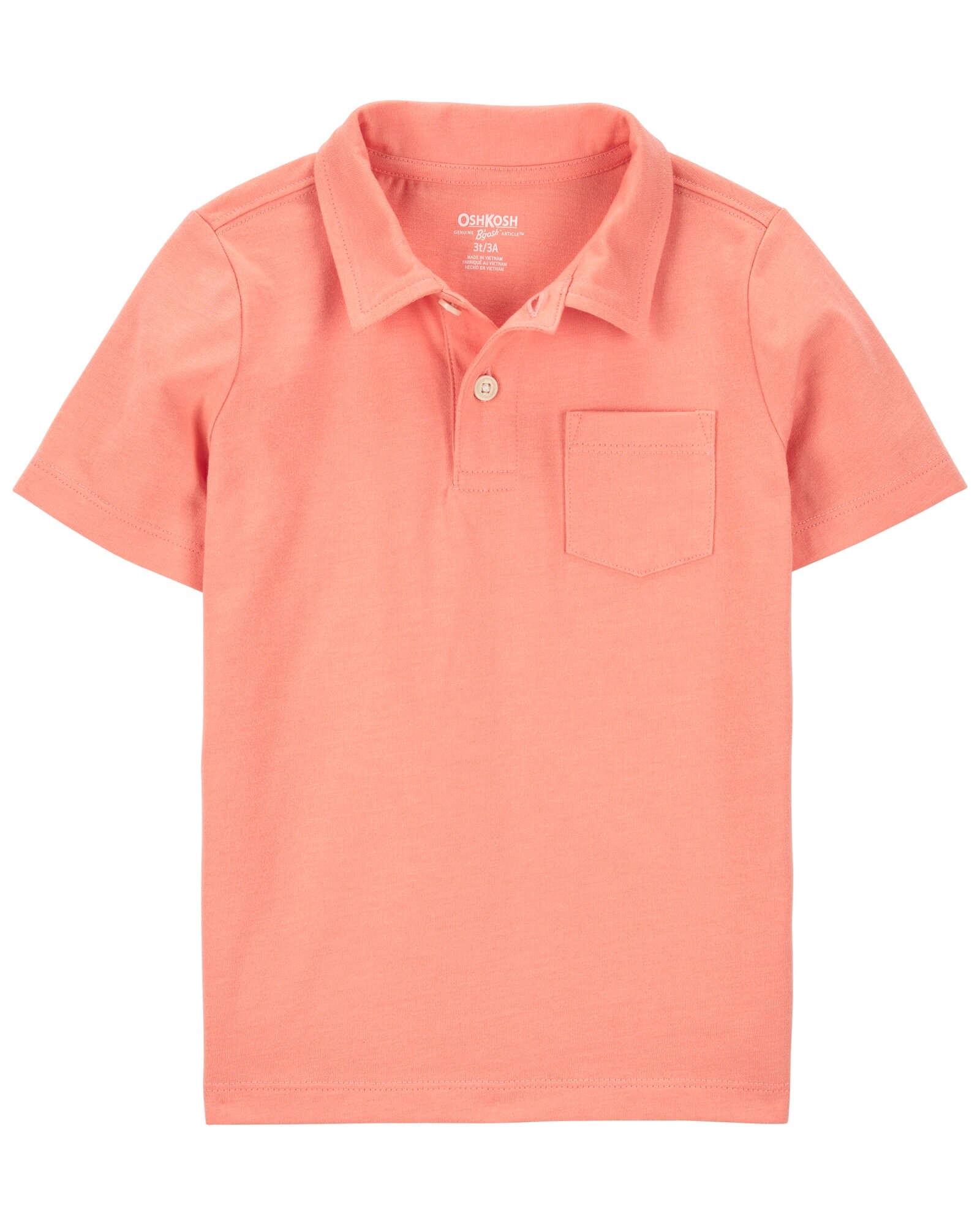 Remera polo de algodón, manga corta, anaranjada Sin color