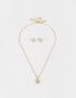 Bijouterie Set Con strass Set De Collar Y Aros Pasantes Con Strass - Dorado