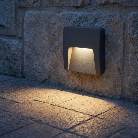 ARTEFACTO EXTERIOR DE PARED CUADRADO MOREIRA 3W Luminaria De Exterior De Pared Cuadrado Moreira 3W Gris