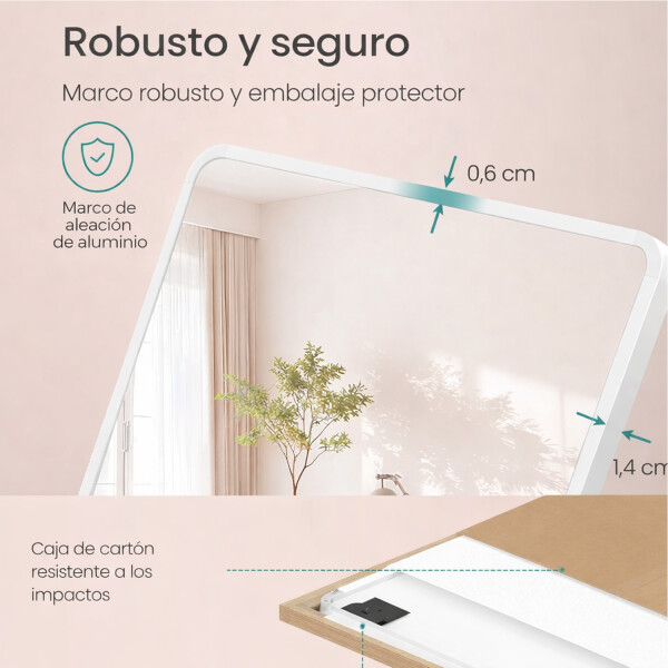 Espejo De Pie Rectángular Cuerpo Entero Fm06 50 X 150 Cm BLANCO