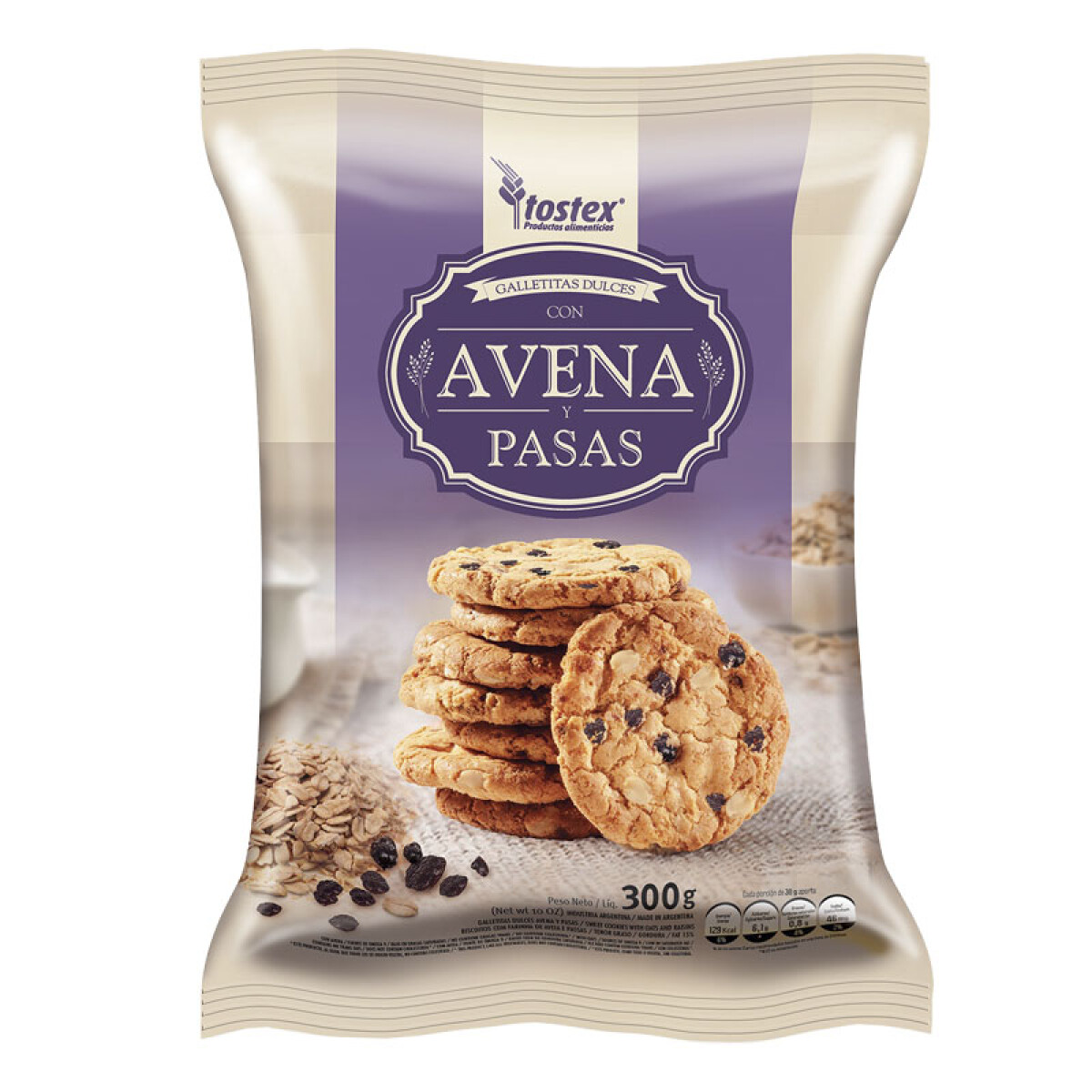 Galletita TOSTEX Avena 300grs - Avena y Pasas 