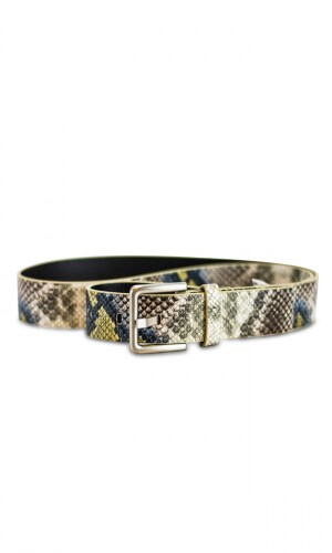 CINTO FRIDA REPTIL JEAN, PISTACHO Y TOPO 100 CMS.