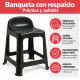 Set x2 Banqueta con respaldo apilable resistente NEGRO