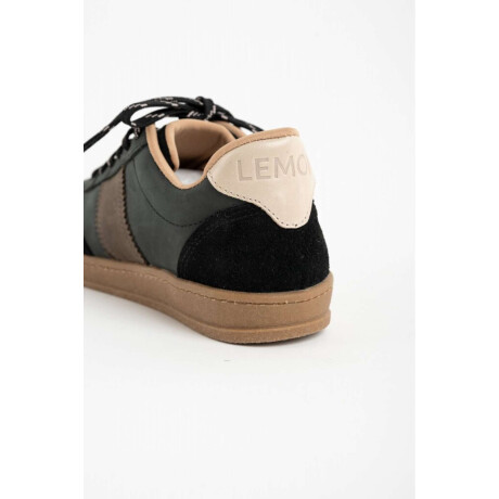 Zapatilla Cuero Combinada Negro