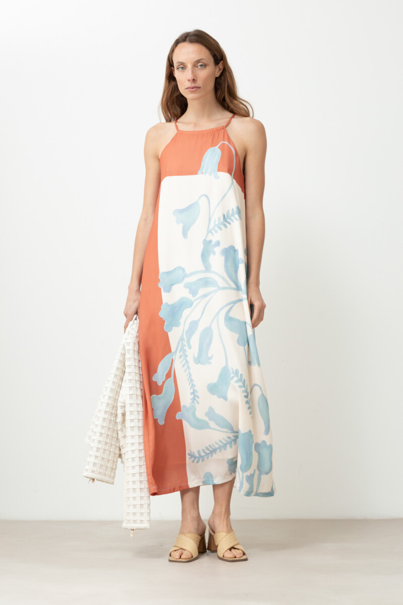 Vestido estampa jacaranda - durazno 