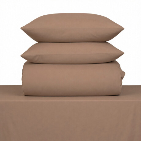 JUEGO DE SÁBANAS 2 PLAZAS POLIESTER MARRON PREWASHED CANELA