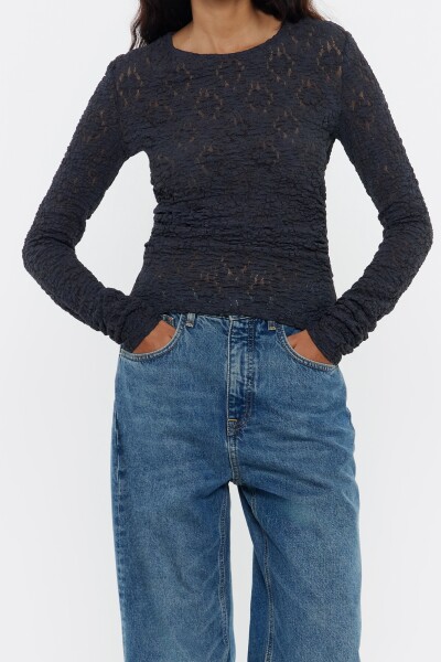 CAMISETA JACQUARD AJUSTADA Antracita