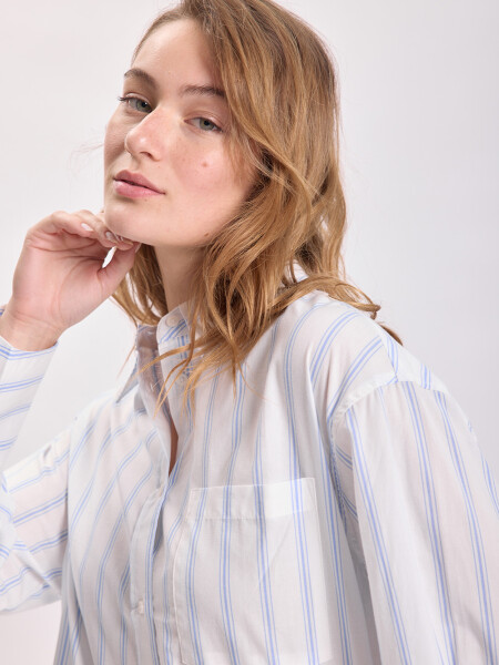 Camisa bolsillo rayada Celeste