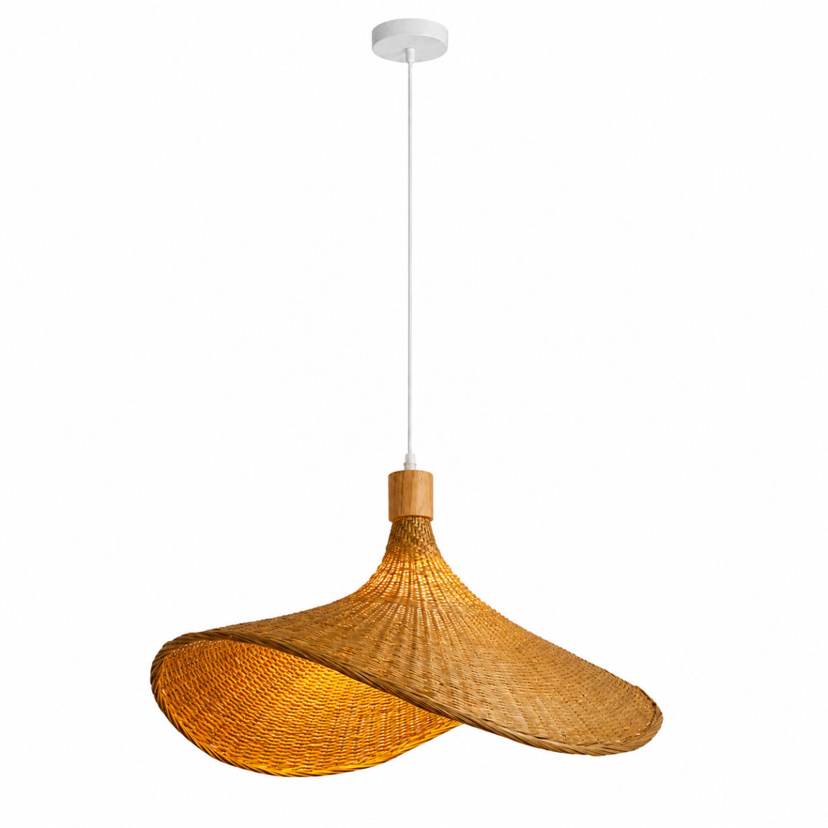 Lámpara Colgante Hongo Fibra Natural Diseño Decorativo - Natural 