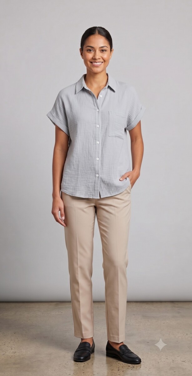 CAMISA M/C BOLSILLO - AZUL 