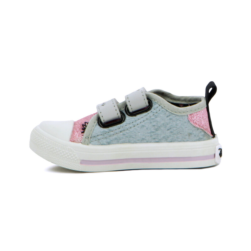 Championes Velcro Niña Disney Minnie Gris-rosado