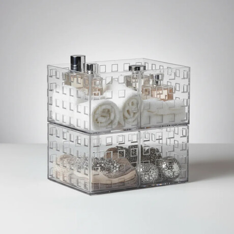 Caja Organizadora Apilable Quadratta Símil Cristal 16x11x8Cm Transparente