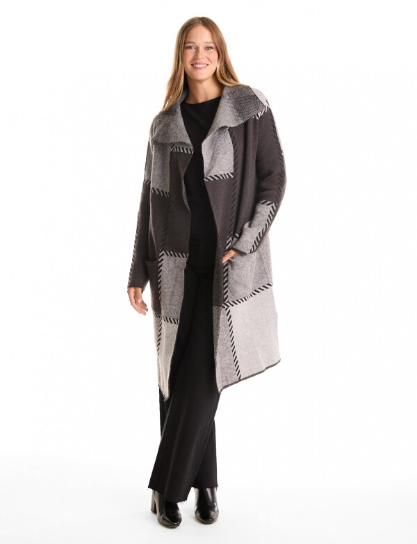 Cardigan Largo Patchwork NEGRO/GRIS