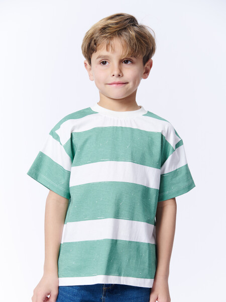 Remera Manga corta Oversize Rayas Verde