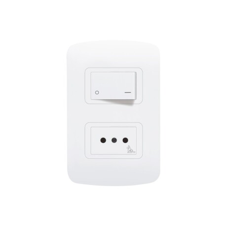 CONJ. TOMA C/SEG + BIP BCO Plaqueta Toma Con Seguridad + Interruptor Unipolar Atenea Plus Blanco
